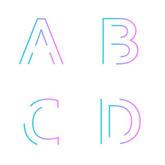 Alphabet maze. Typographic alphabet in a set. Minimal design on a white background
