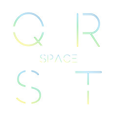 Font with minimal design . Typographic alphabet in a set. Space alphabet