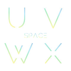 Font with minimal design . Typographic alphabet in a set. Space alphabet