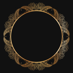 Round lace border frame silhouettes. Can be used for decoration and design photo frame, menu, card, scrapbook, album. Vector Illustration.