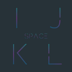Alphabet with minimal design,I,J,K,L . Typographic alphabet in a set. Space alphabet