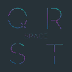 Alphabet with minimal design,Q,R,S,T . Typographic alphabet in a set. Space alphabet