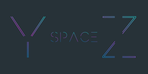 Alphabet with minimal design,Y,Z . Typographic alphabet in a set. Space alphabet