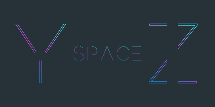 Alphabet with minimal design,Y,Z . Typographic alphabet in a set. Space alphabet