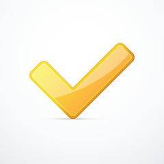 Vector orange check mark. Tick icon.