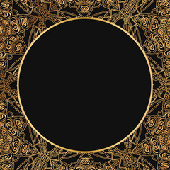 Round lace border frame silhouettes. Can be used for decoration and design photo frame, menu, card, scrapbook, album. Vector Illustration.