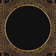 Round lace border frame silhouettes. Can be used for decoration and design photo frame, menu, card, scrapbook, album. Vector Illustration.