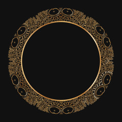 Round lace border frame silhouettes. Can be used for decoration and design photo frame, menu, card, scrapbook, album. Vector Illustration.