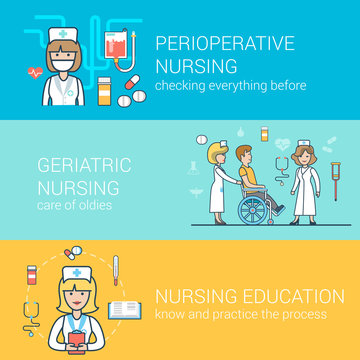 Linear Flat Nurse patient education perioperative health vector