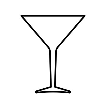 Cocktail glass line icon. Inverted cone bowl glass for cocktails, mixed drinks and vermouth. Vector Illustration
