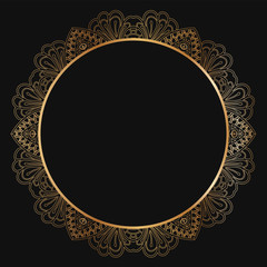 Round lace border frame silhouettes. Can be used for decoration and design photo frame, menu, card, scrapbook, album. Vector Illustration.