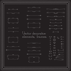 Set of linear frame, border and decorative elements