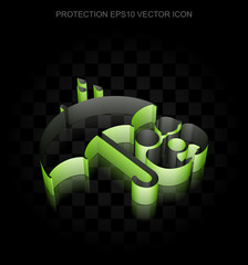 Security icon: Green 3d Family And Umbrella made of paper, transparent shadow, EPS 10 vector.