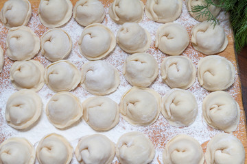 Homemade half-stuff: dumplings stuffed with meat