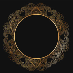 Round lace border frame silhouettes. Can be used for decoration and design photo frame, menu, card, scrapbook, album. Vector Illustration.