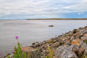 Reposaari. Finland. Windmill on the shore of The Gulf of Bothnia