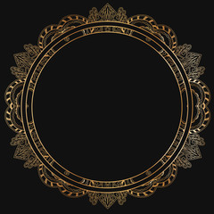 Round lace border frame silhouettes. Can be used for decoration and design photo frame, menu, card, scrapbook, album. Vector Illustration.