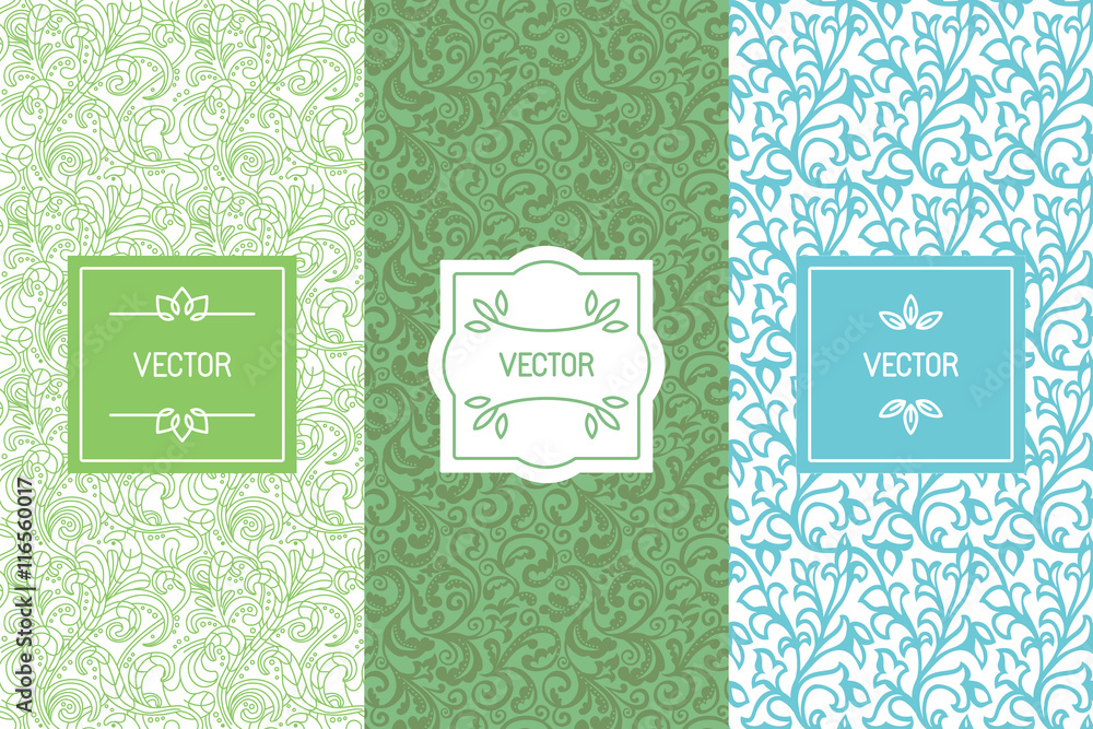 Poster Vector set of design elements, seamless patterns and label templ
