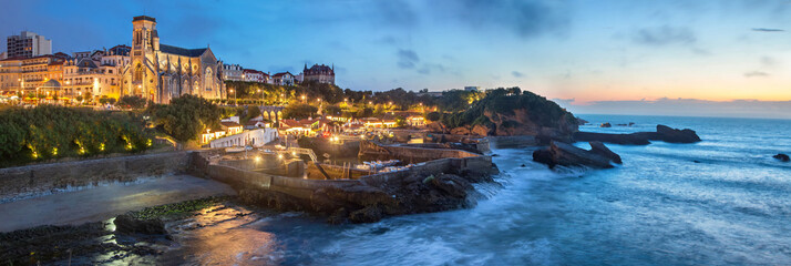 Evening panorama of Biarritz - obrazy, fototapety, plakaty