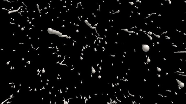 Abstract, moving particles in white color on black