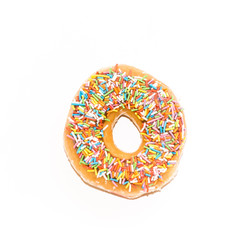 glazed donut, view form the top,  isolated on white background