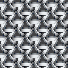 Seamless geometric pattern with grey ribbons texture. 