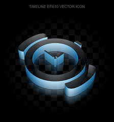 Timeline icon: Blue 3d Hand Watch made of paper, transparent shadow, EPS 10 vector.