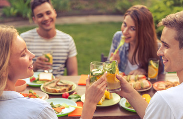 Young people resting outdoors