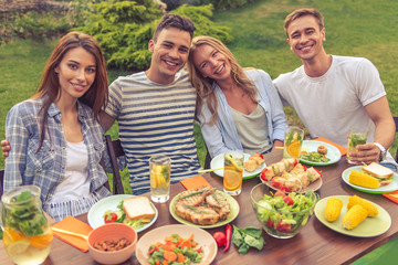 Young people resting outdoors