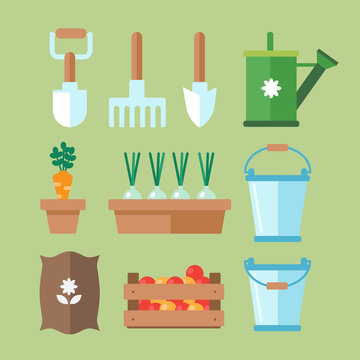 Garden tools. Garden set icons