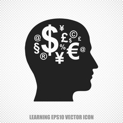 Education vector Head With Finance Symbol icon. Modern flat design.