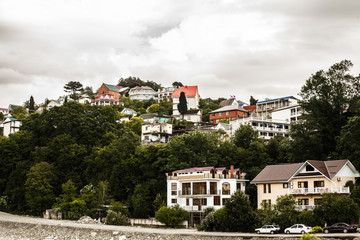 Fototapeta premium house on the green hills in Sochi