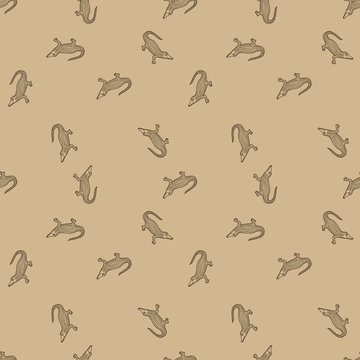 Seamless pattern background alligator. Zen tangle and zen doodle vector. Zentangle and zendoodle african animal. Cloth texture wildlife. Beige and brown fabric.