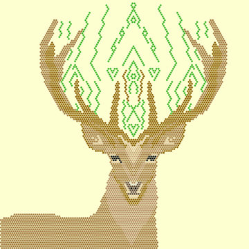 deer image of geometric shapes, on a yellow background