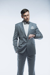 Portrait of a elegant handsome business man on white background