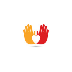 Fototapeta na wymiar hands charity love non profit logo design vector template icon