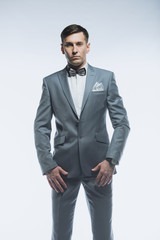 Portrait of a elegant handsome business man on white background