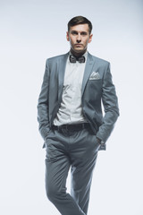 Portrait of a elegant handsome business man on white background