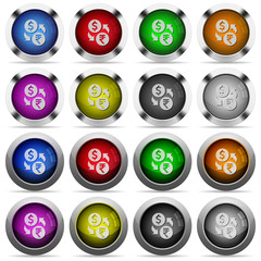 Dollar Rupee exchange glossy button set