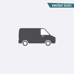 Gray Van icon isolated on background. Modern simple flat deliver