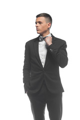 Portrait of a young businessman isolated on white background