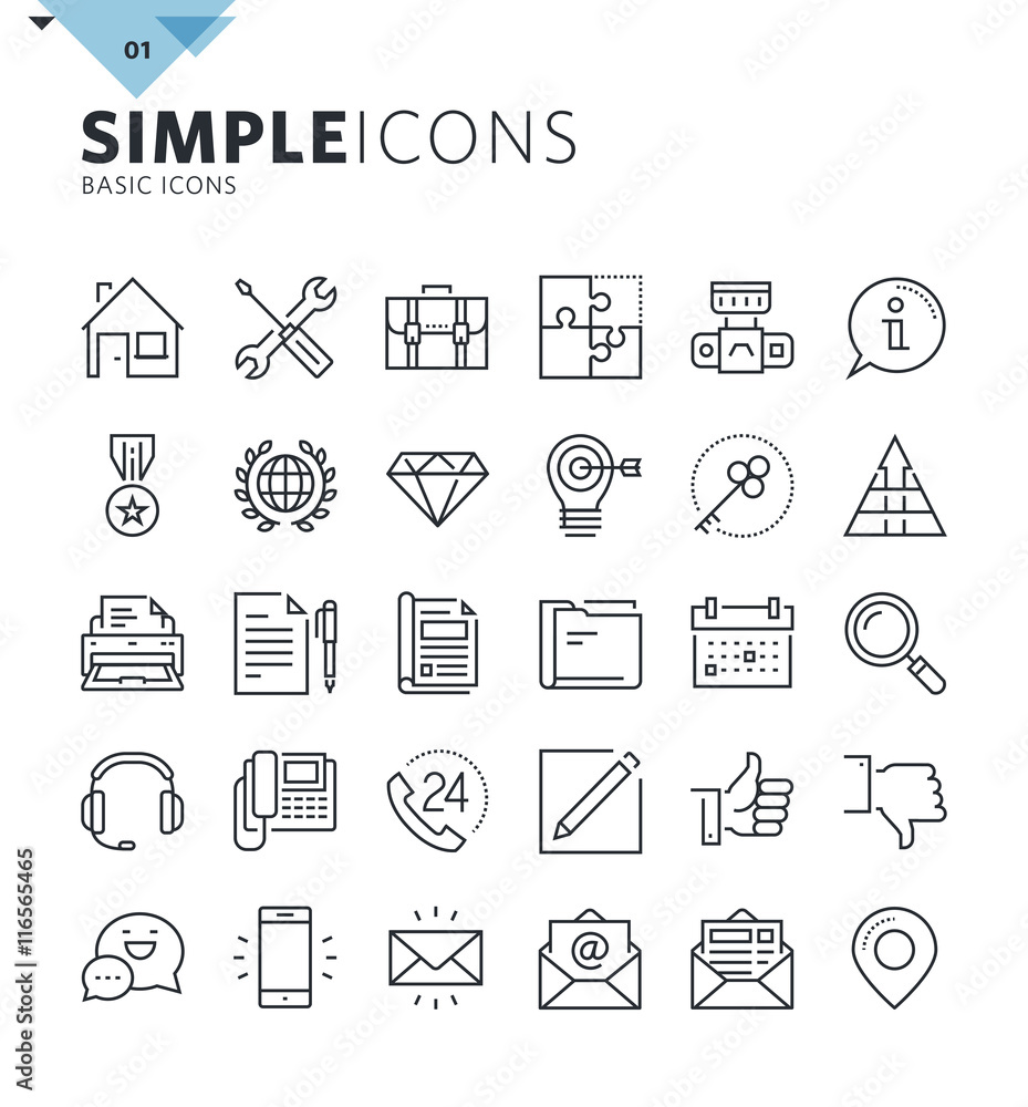 Fototapete modern thin line basic web icons. premium quality outline symbol collection for web and graphic desi