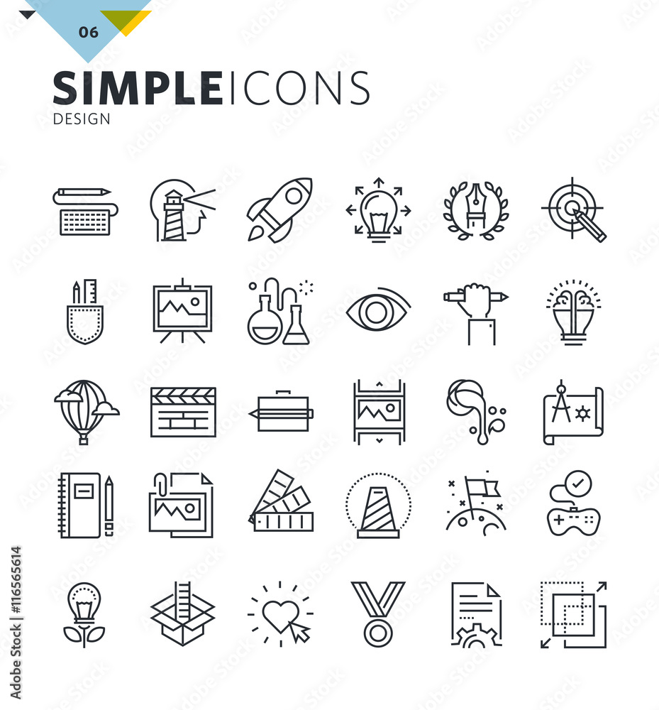 Poster modern thin line icons of design and art. premium quality outline symbol collection for web and grap