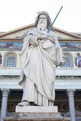 St Paul statue outside basilica in Rome