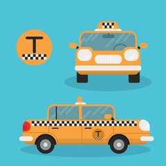 yellow taxi car - vector icon