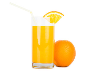 Orange juice glass with orange
