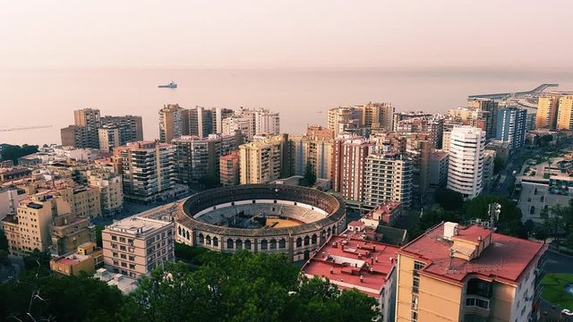 bullring Panoramic city of Málaga Spain
