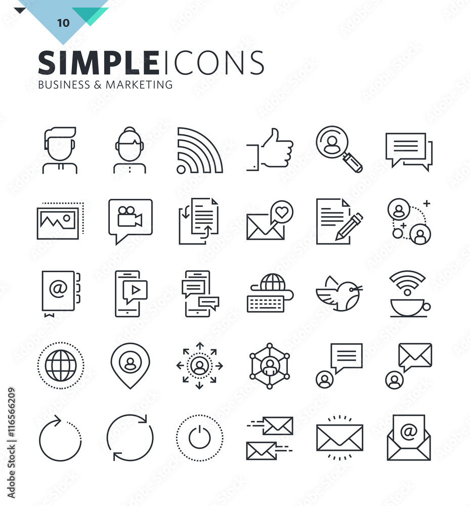 Poster modern thin line icons of social media and networking. premium quality outline symbol collection for
