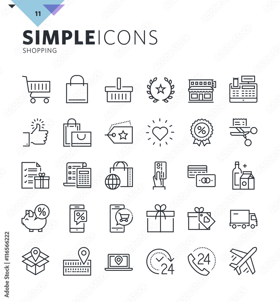 Aufkleber modern thin line shopping web icons. premium quality outline symbol collection for web and graphic d