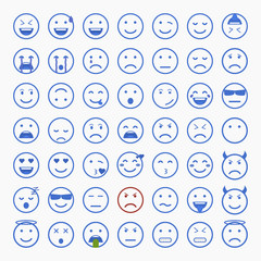 Set of Emoticons, Emoji and Avatar. Outline style illustrations - stock vector.